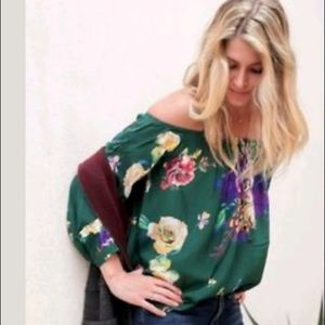 Maeve Forest Green Floral Blouse